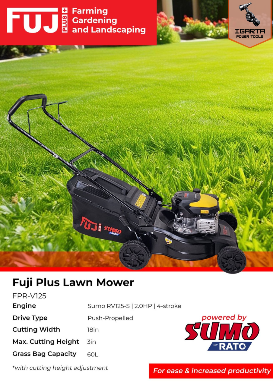 Fuji Plus FPR-V125 Lawn Mower – 18in Cutting Width, 2.0HP Engine