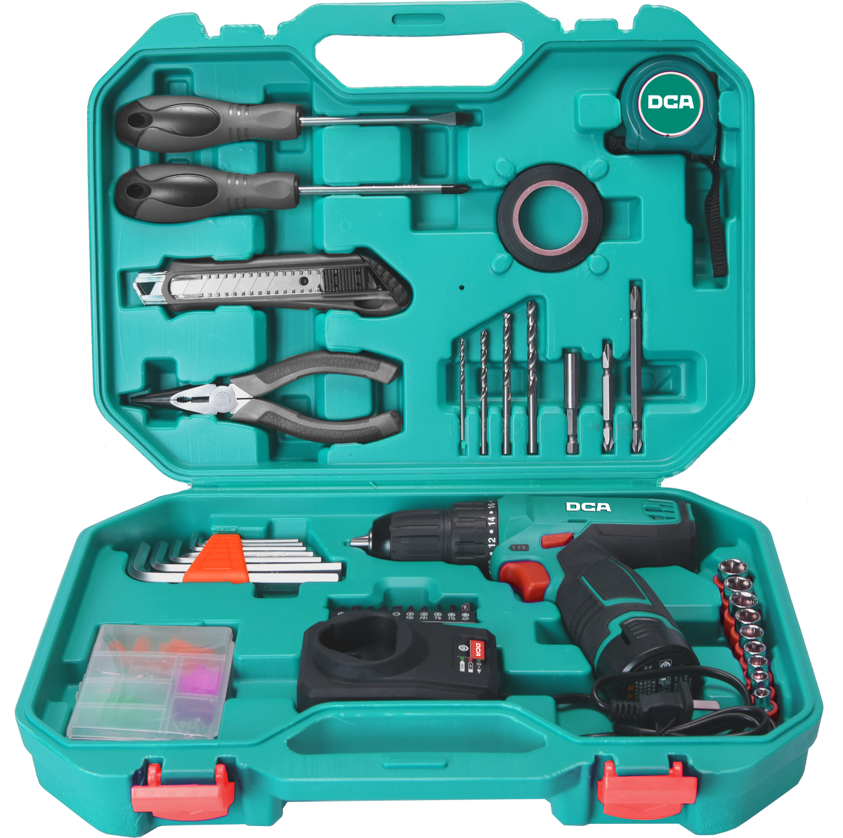 DCA ADJZ1202i TD 12V Cordless Driver/Hammer Drill Set, 150W, 2.0Ah Battery