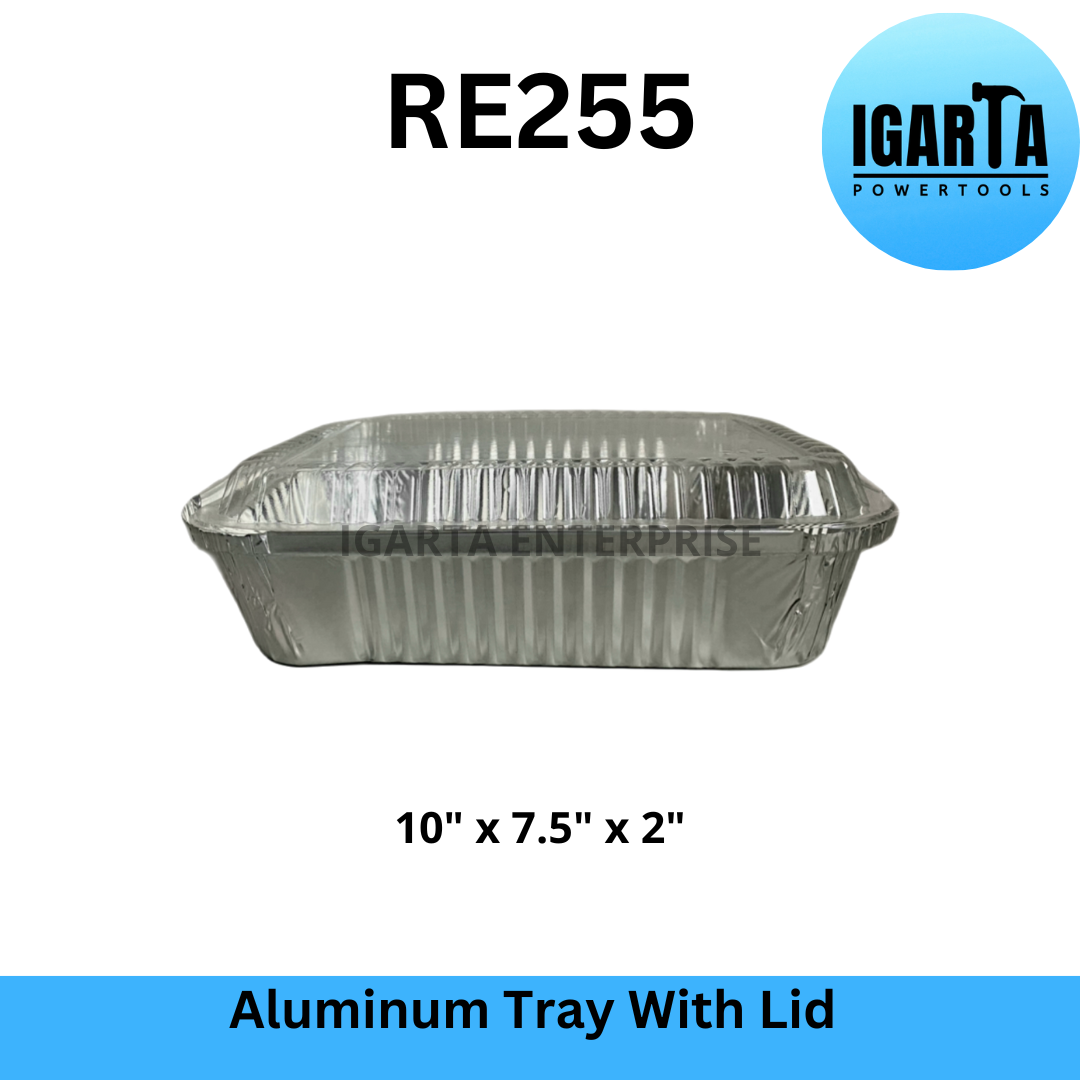 RE255 Aluminum Baking Tray with Clear Lid - 10x7.5x2 Inches