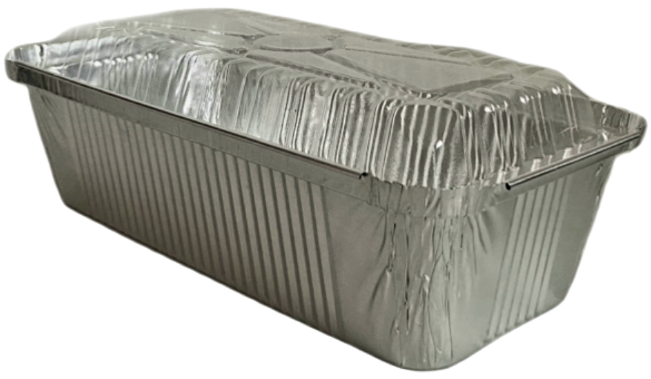 Aluminum Foil Loaf Pan with Plastic Cover - RE216 (8.5x4.5x2 Inches)