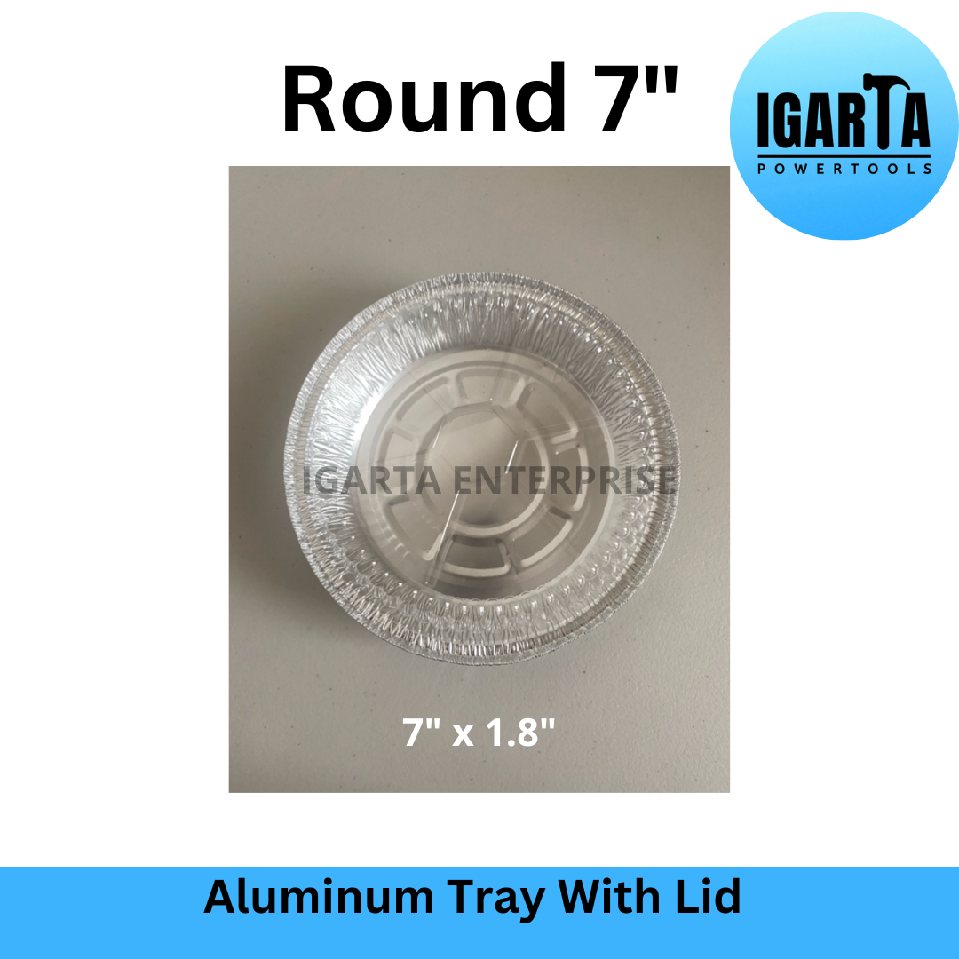 Aluminum Foil Tray with Plastic Cover - Round 7" (750ML)