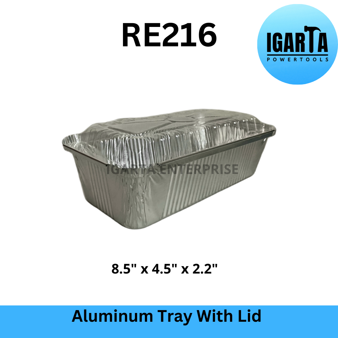 Aluminum Foil Loaf Pan with Plastic Cover - RE216 (8.5x4.5x2 Inches)