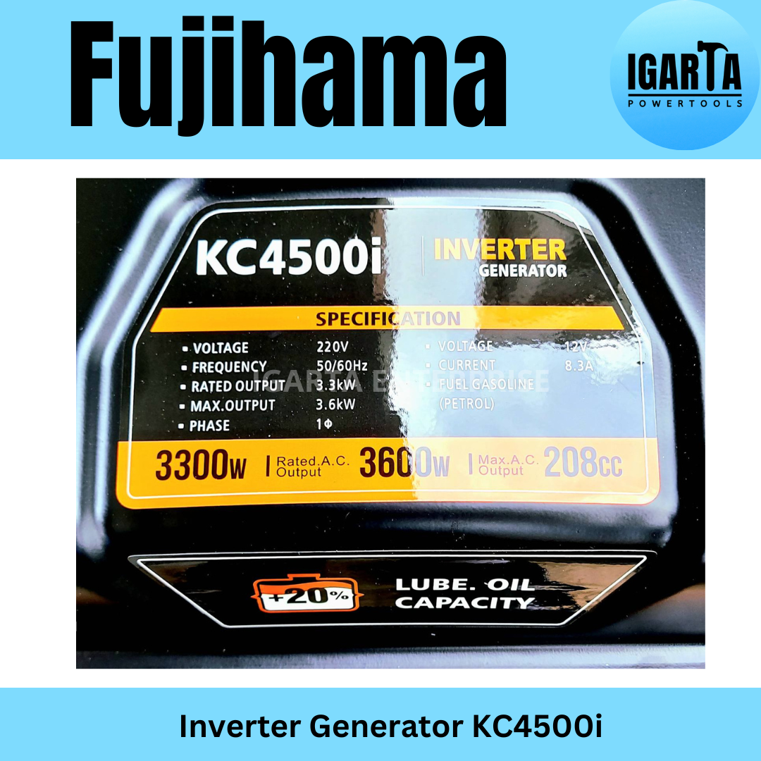 Fujihama KC4500i Dual Start Inverter Generator – 3300W, Portable Power Solution