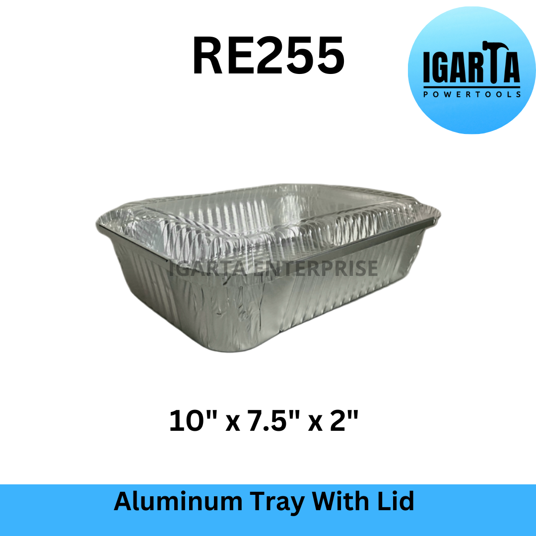 RE255 Aluminum Baking Tray with Clear Lid - 10x7.5x2 Inches