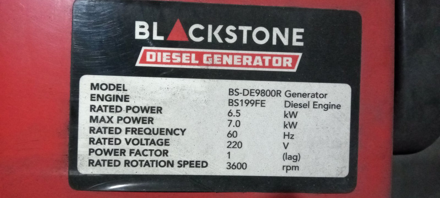 Blackstone Diesel Generator BS DE9800R
