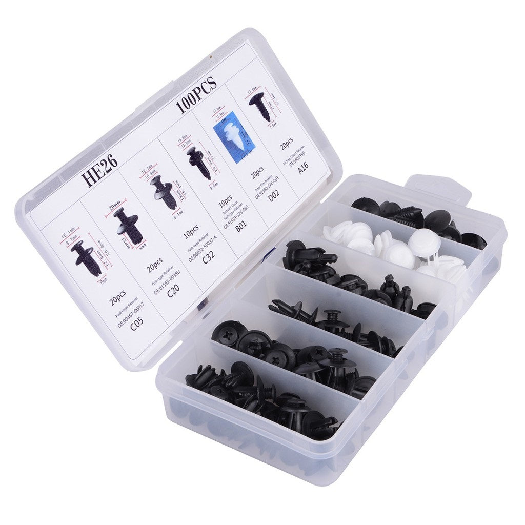 100 Pieces Igarta HE26 Car Clip Fastener, Car Body Push Retainer Pin, Rivet Bumper Door Trim Panel