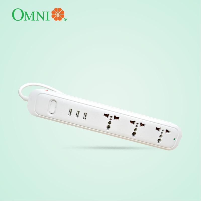 Omni Travel Extension Cord 3 Gang with 1 or 3 USB Outlet and Switch USB 301 or USB 303