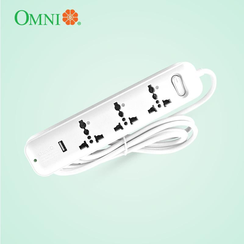 Omni Travel Extension Cord 3 Gang with 1 or 3 USB Outlet and Switch USB 301 or USB 303