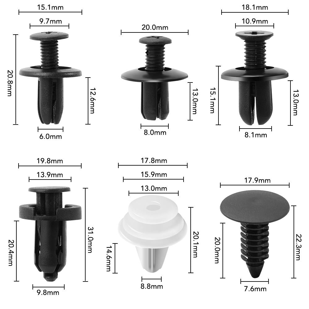 100 Pieces Igarta HE26 Car Clip Fastener, Car Body Push Retainer Pin, Rivet Bumper Door Trim Panel