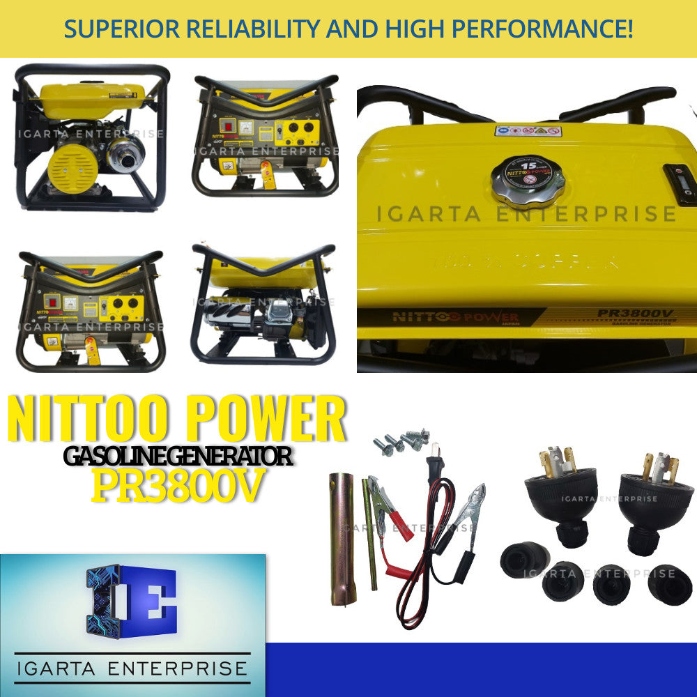 Nittoo Generator PR3800V Gasoline 4 Stroke Manual or Electric Start